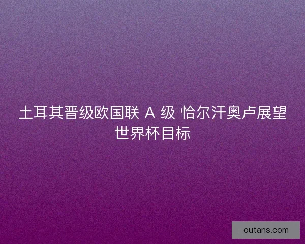 土耳其晋级欧国联 A 级 恰尔汗奥卢展望世界杯目标